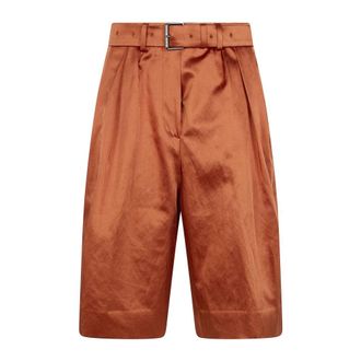 Dries Van Noten Pantalones anchos de talle alto con pliegues - Shorts - Mujer - Naranja - S