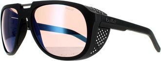 Bolle Wrap Mens Matte Black Phantom+ Polarized Photochromic Cobalt Sunglasses - One Size