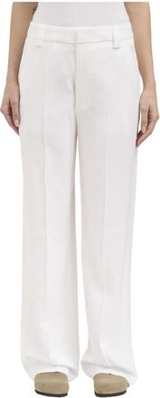 Dondup Pantalone in Crepe Mod. Abby - Dames - Wijde Broeken - Wit - XS - Leer - Broeken