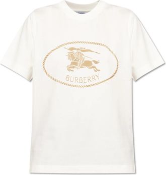 Burberry T-shirt met logo - Dames - T-shirts - Beige - M - Katoen - Tops