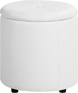 Beliani Beliani - Puf Blanco De Piel Sint&eacute;tica 40 X 38 Cm Con Almacenamiento Glamour Maryland