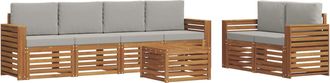 vidaXL Conjunto De Sof&aacute;s De Exterior 7 Uds. Natural Y Gris Claro Vidaxl