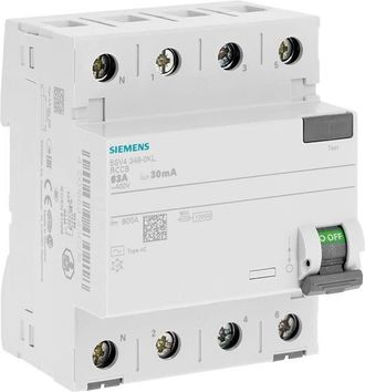 SIEMENS Interruptor Diferencial Tetrapolar Blanco 63a 30ma