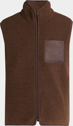 Moncler Mens Leather-Pocket Teddy Vest