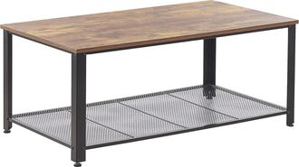 Beliani Beliani - Mesa De Centro Madera Oscura Marco De Metal Negro 106 X 60 Cm Estilo Industrial Aston