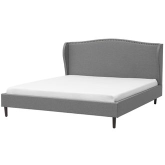 Beliani Cama Doble Tapizada Gris 180 X 200 Cm Con Somier Y Cabecero Estilo Glamour Colmar