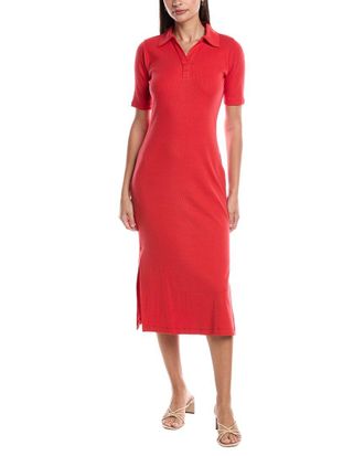 Grey State Ribbed Midi Polo Dress