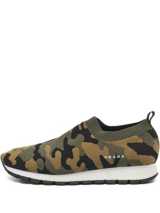 Prada camouflage-pattern slip-on sneakers - Green