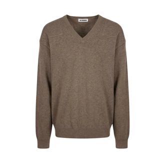 Jil Sander Wool Blend V-Neck Jumper - male - Jil Sander - V-neck Knitwear - Green - L - Knitwear