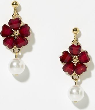 Simons Womens Flower and pearl earrings
