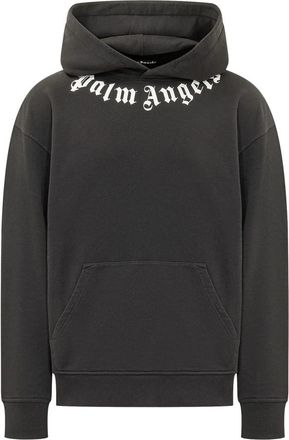 Palm Angels Neck Logo Regular Hoodie - Heren - Hoodies - Zwart - XL - Katoen - Hoodies & sweatvesten