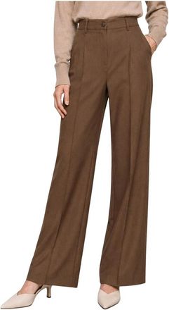 Kocca Broek met Wijde Pijpen en Hoge Taille - Dames - Wijde Broeken - Bruin - M - Leer - Broeken