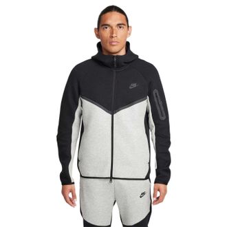 Nike Heren-hoodie met ritssluiting en chevronpatroon (Zwart/Grijs)