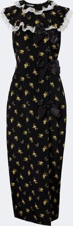 Alessandra Rich Bow-detail floral silk gown