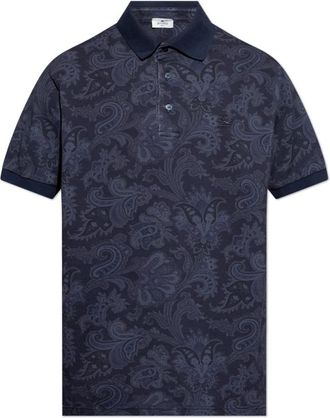 Etro Katoenen Polo met Decoratief Patroon - Heren - Polos - Blauw - L - Katoen - Tops