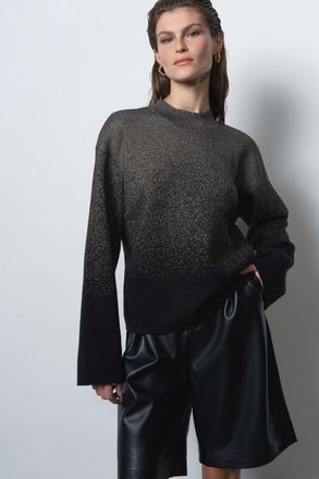 French Connection Womens Black Ombre Glitter High Neck Long Sleeve Jumper - Size X-Small