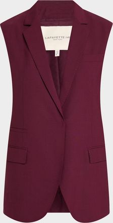 Lafayette 148 New York Neapolitan Pick Stitch Lightweight Wool Vest