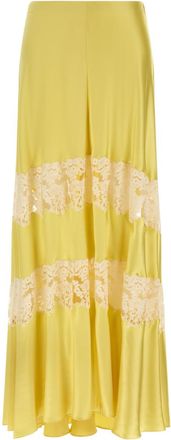 Alberta Ferretti Yellow Lace insert skirt