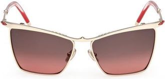 Christian Louboutin 56mm Square Sunglasses in Gold/zeiss Smoke Mirror Red at Nordstrom