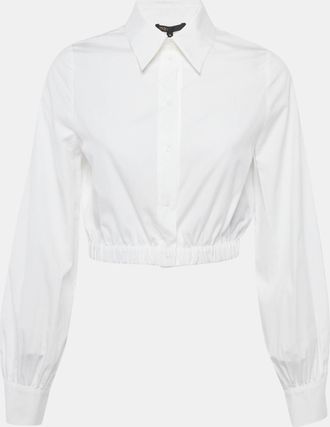 Maje White Cotton Button Front Crop Shirt