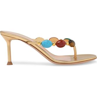 Gianvito Rossi Shanti Thong 70 Sandals in Metallic Gold at Nordstrom, Size 38.5