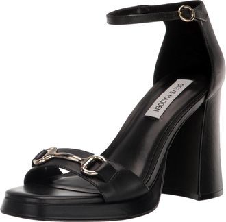 Steve Madden Cienna Heeled Sandal Black Leather CIEN03S1-BLK Womens