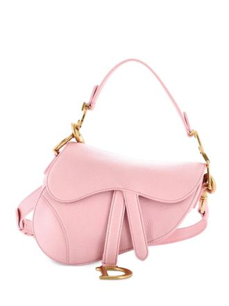 Dior Saddle Handbag with Strap Leather Mini shoulder bag - women - Calf Leather - One Size - Pink
