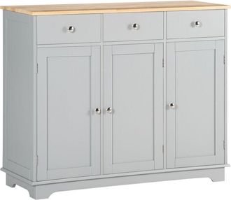 HOMCOM Homcom - aparador de cocina con 3 cajones 3 puertas y estantes ajustables mueble auxiliar de almacenaje para comedor salón 101x40x85 cm gris