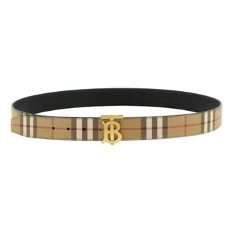 Burberry Check Reversible Belt Beige Gold 8122298