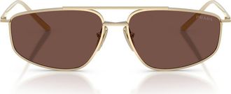 Prada 58mm Pillow Sunglasses in Pale Gold /Black Chocolate at Nordstrom