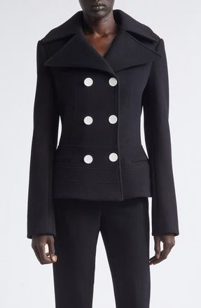 Proenza Schouler Romane Compact Melton Wool Jacket in Black at Nordstrom, Size 10