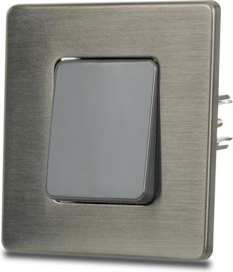 OEM Interruptor De Luz Individual, Gris, Para Escalera, Acero Cepillado, Pvd, Color Gris Plomo