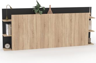 IDMarket Testiera Indipendente Ciri Per Letti Da 140 E 160 Cm Con Vani Portaoggetti In Legno E Nero