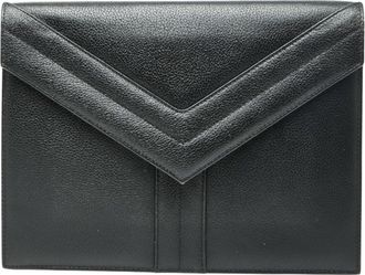 Saint Laurent Black Leather Clutch Bag (Pre-Owned)
