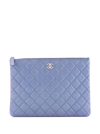 Chanel O Case Quilted Caviar Medium clutch bag - Blu