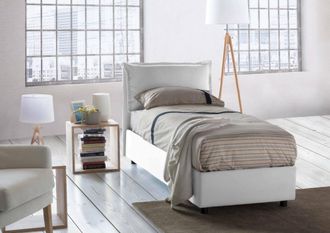 Talamo Italia Talamo Italia - Cama Individual Carla, Cama Contenedor Con Revestimiento De Tela, 100% Made In Italy, Apertura Frontal, Adecuado Para Colch&oacute;n Cm 90x20