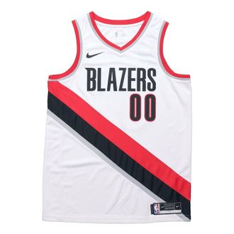 Nike NBA Stripe Quick Dry Basketball Jersey White Black Red CW3607-100
