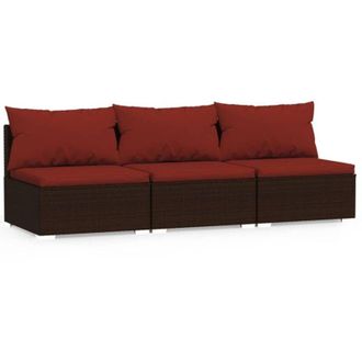 vidaXL Furniture Limited - Sof&aacute; De Jard&iacute;n De 3 Plazas Con Cojines Rat&aacute;n