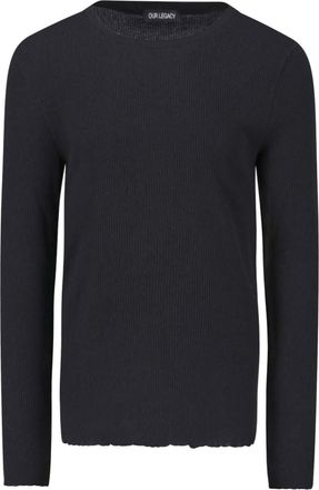 Our Legacy Black Elongated Charred Shade Ribbed Knit Sweater