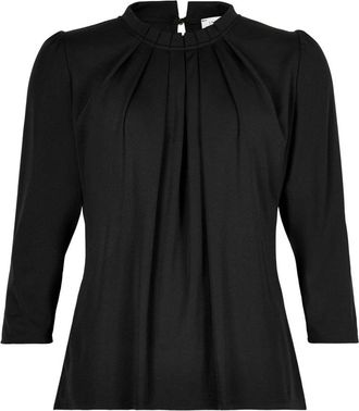 In Front Bloemen 3/4 Mouwen Blouse Zwart - Dames - Blouses - Zwart - M - Polyester - Overhemden
