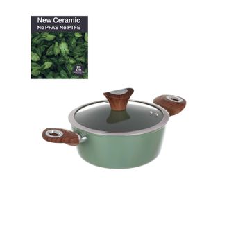 KASANOVA Casseruola 20 cm con coperchio verde New Ceramic