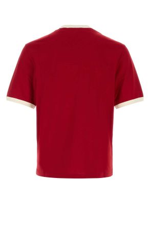 Ami Cotton Crew Neck with Embroidered Logo T-Shirt - Red