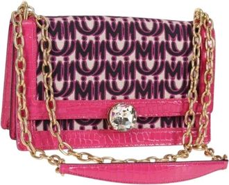 Miu Miu Pre-owned Cross Body Bags, female, Pink, Size: ONE SIZE Pre-owned Canvas Shoulder Bag