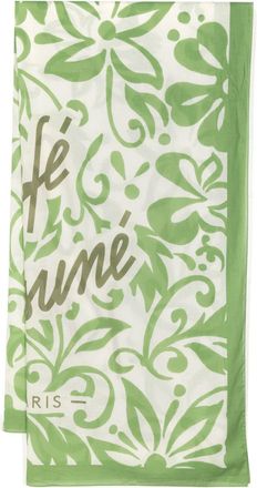 Maison Kitsun&eacute; floral-print cotton scarf - men - Cotton - One Size - Green