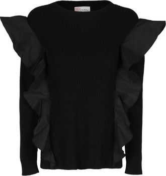 Red Valentino Wolmix Sweater - Dames - Ronde hals truien - Zwart - XS - Wol - Truien & Vesten