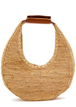 Staud Leather-trim Raffia Shoulder bag - Natural - One Size