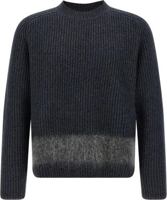 Dsquared2 Truien & Vesten, Heren, Grijs, M, Wol, Grijze Geribbelde Gebreide Wollen Trui