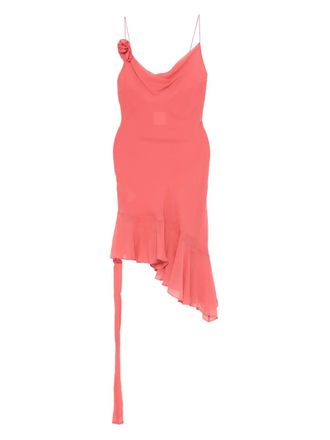 Paris Georgia Julia rose-embellished asymmetrical dress - Pink