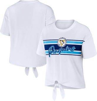 WEAR by Erin Andrews Womens WEAR by Erin Andrews White Pittsburgh Penguins Front Knot T-Shirt at Nordstrom, Size Large