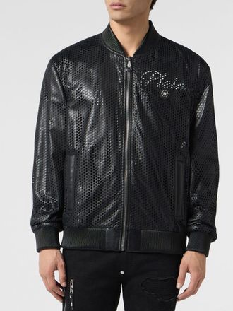 Philipp Plein Bomber traforato in pelle con logo